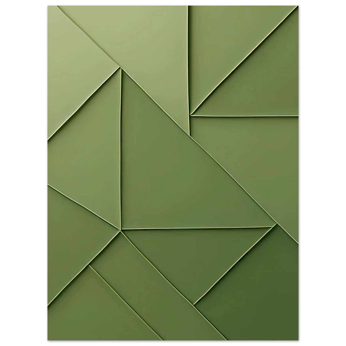 Abstrakt Minimalist Konsttryck i Gröna Nyanser – Modern Geometrisk Väggkonst