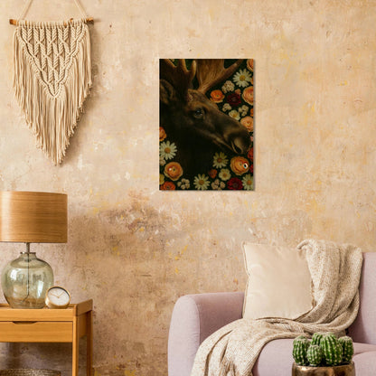 Djur: Majestic Moose & Floral Dream Art Print – Captivating Wildlife in Bloom for Your Home