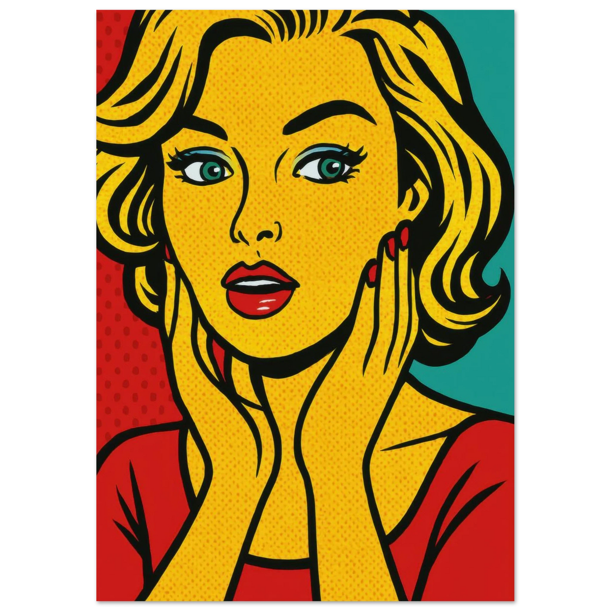 Pop Art Poster: Retro Glamour Wall Art in Vibrant Hues, Available in Various Sizes