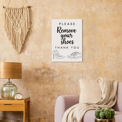 Elegant 'Remove Your Shoes' Art Print for a Welcoming Home in Multiple Sizes