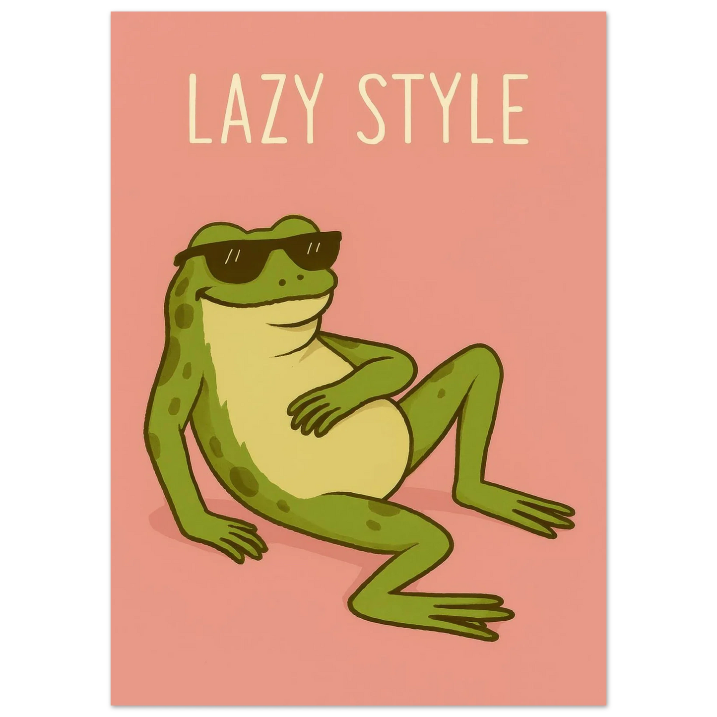 Lazy Style Chillin' Frog Poster – Retro Vibe Art Print
