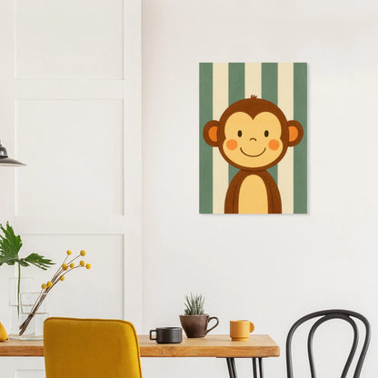 Söt Apa Illustration - Charmig Djur Konsttryck för Barnrum & Lekfull Heminredning