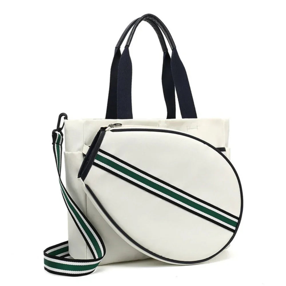 Canvas Striped Fashion Unisex Sports Beach Portable Crossbody Tennis Racket Bag