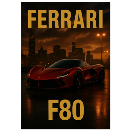 Ferrari F80 Supercar Sunset Drive Poster – Premium Matte Wall Art for Automotive Enthusiasts