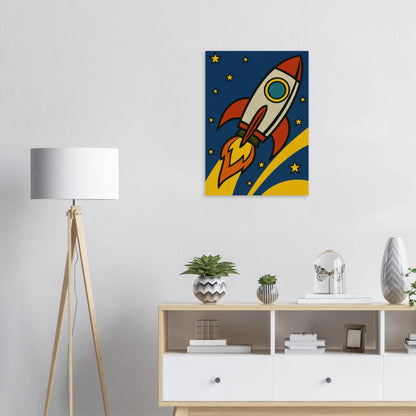 Retro Pop Art Rocket Launch Poster – Cosmic Adventure Print for Kids & Adults in Multiple Sizes