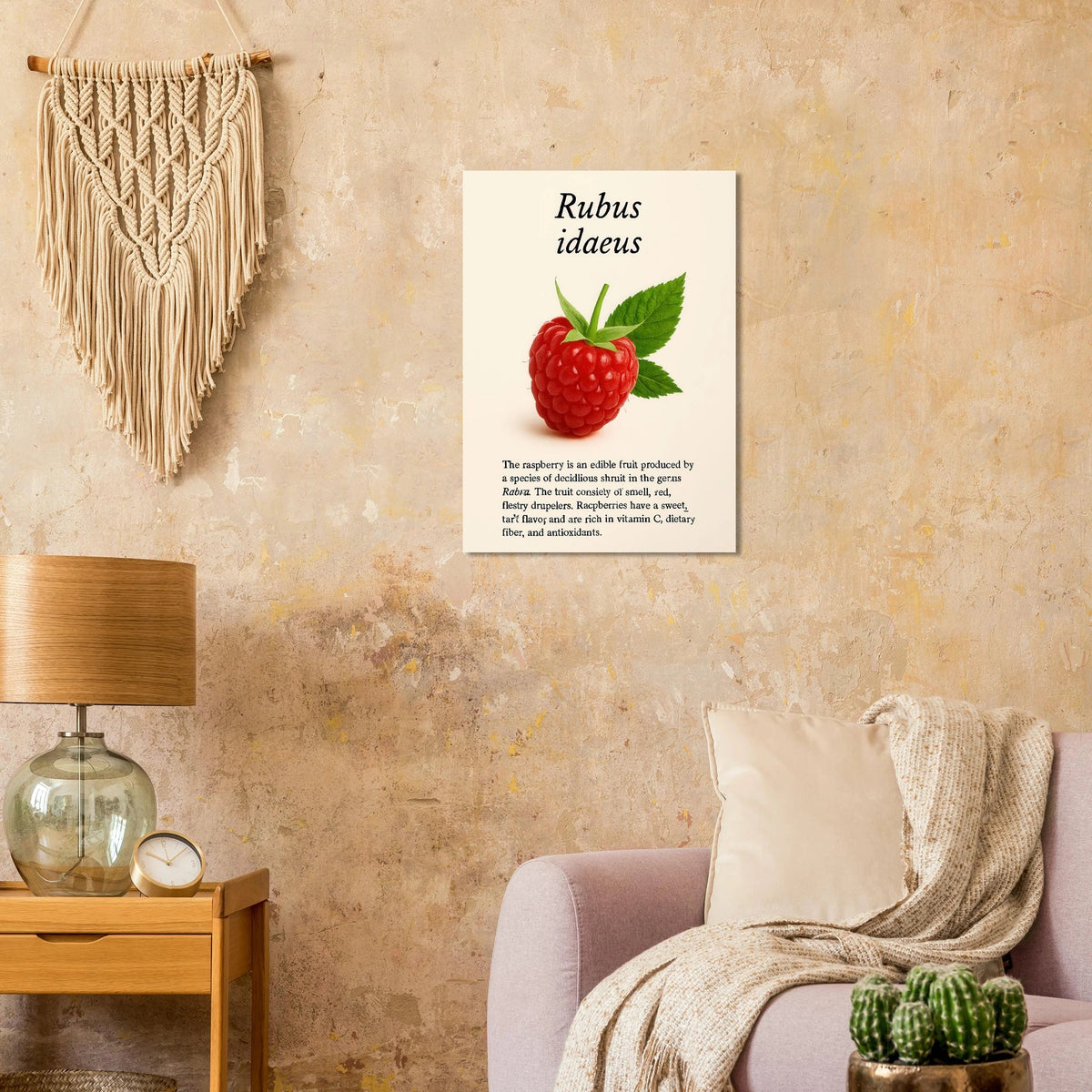 Frukter: Vibrant Rubus Idaeus Raspberry Botanical Art Print – Rich Red Hues for Your Home or Kitchen