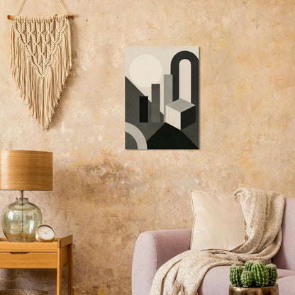 Abstract Geometric Poster - Modern Minimalist Wall Art in Monochrome Hues