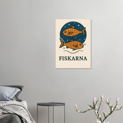 Pisces Zodiac Constellation Art Print – "Fiskarna" Mystical Fish Wall Decor in various sizes