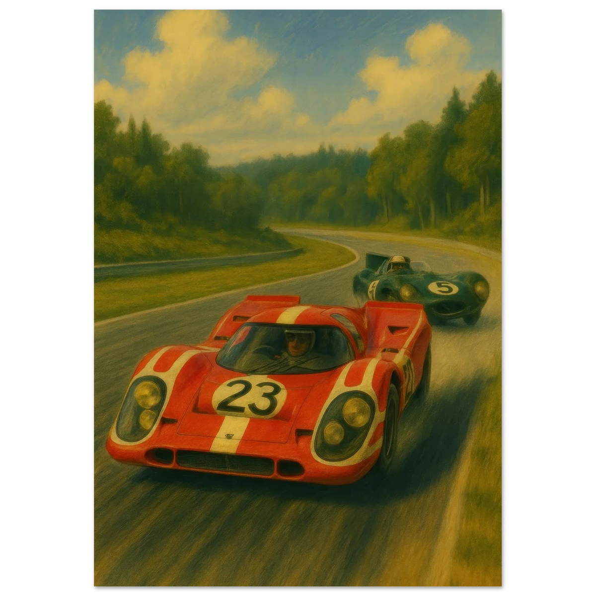 Bilar: Klassiska Racingbilar på Banan – Historisk Motorsport Konsttryck