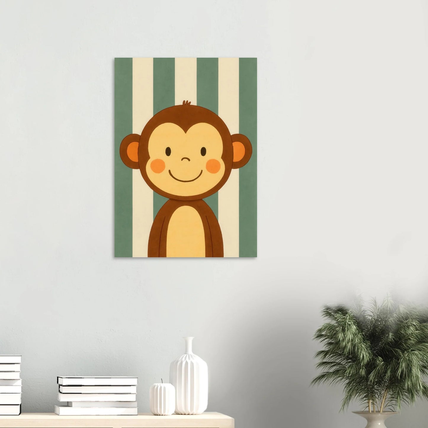 Söt Apa Illustration - Charmig Djur Konsttryck för Barnrum & Lekfull Heminredning