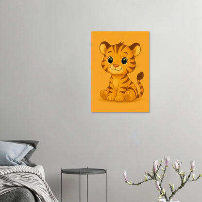 Söt Liten Tiger Valp Konsttryck | Charmig Barnrums Väggdekoration | Premium Halvblank Poster