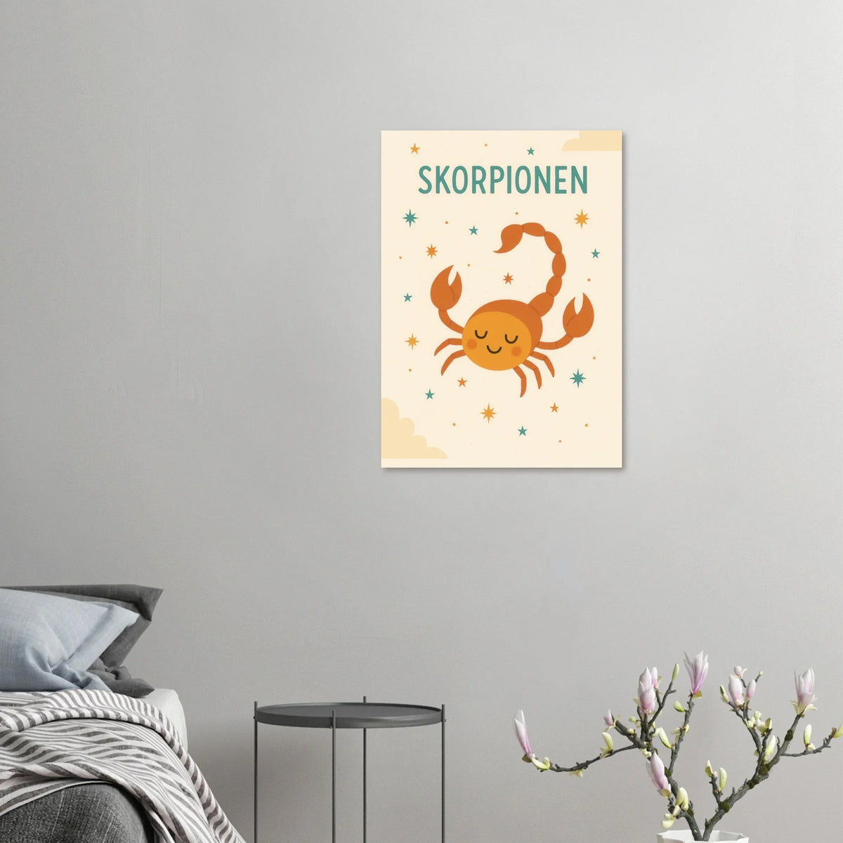 Söt Skorpion Barnrumsaffisch - Personlig Zodiac Konsttryck i Flera Storlekar
