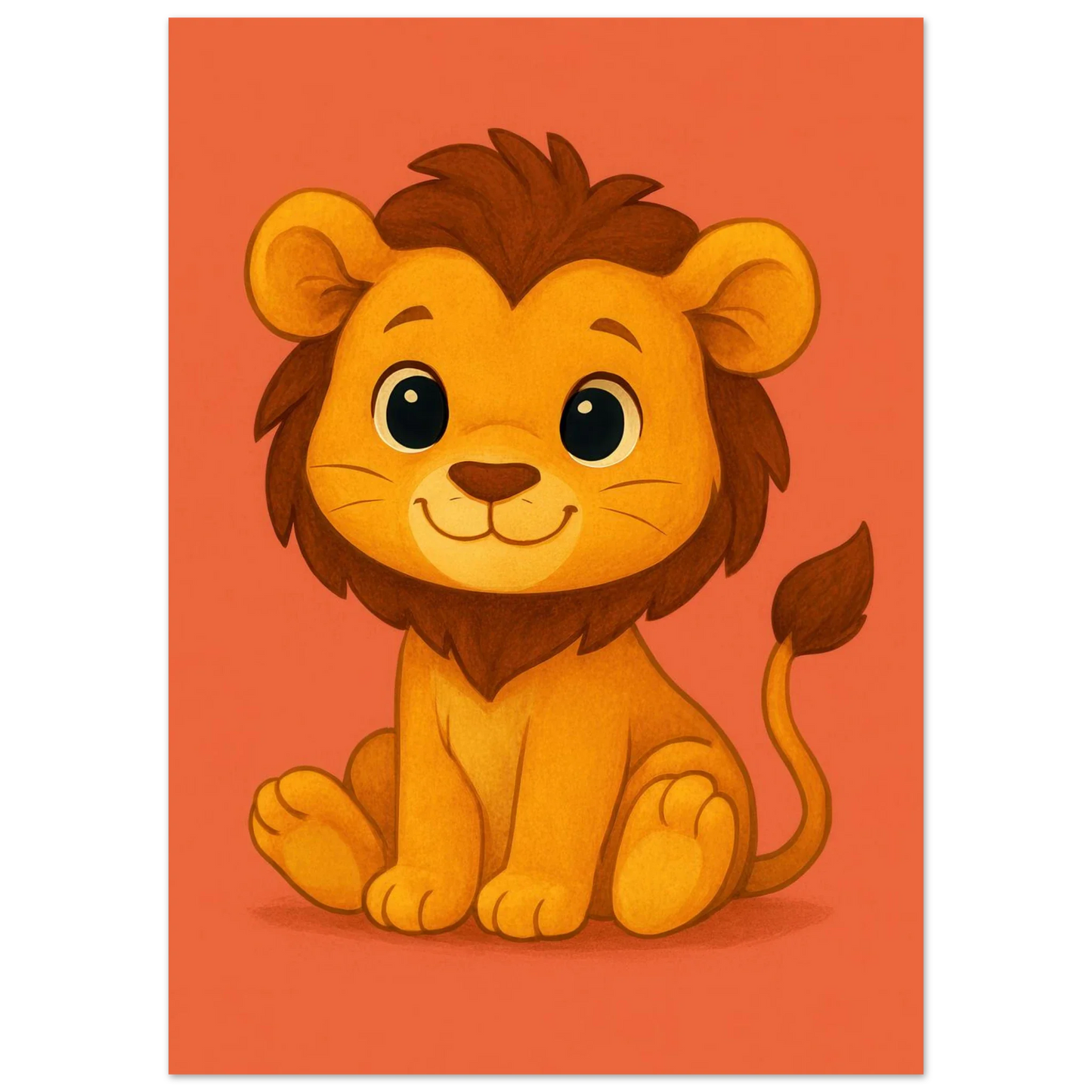 Söt Lejonunge Konsttryck – Charmigt Djurmotiv på Premium Halvblankt Papper, Tillgänglig i Flera Storlekar
