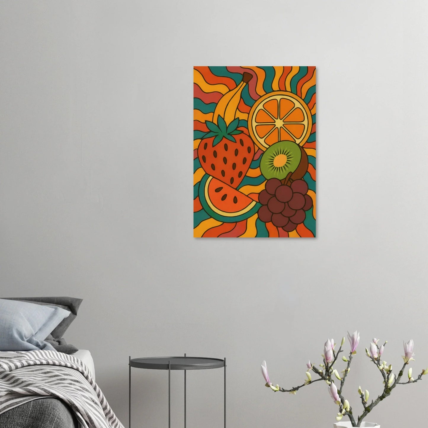 Frukter – Retro Fruity Swirls Art Print for a Pop of Vibrant Color