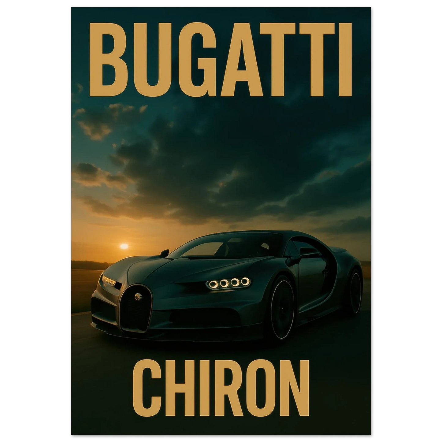 Bugatti Chiron Sunset Drive Poster – Premium Automotive Art Print