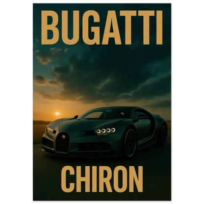 Bugatti Chiron Sunset Drive Poster – Premium Automotive Art Print