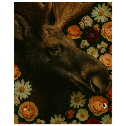 Djur: Majestic Moose & Floral Dream Art Print – Captivating Wildlife in Bloom for Your Home