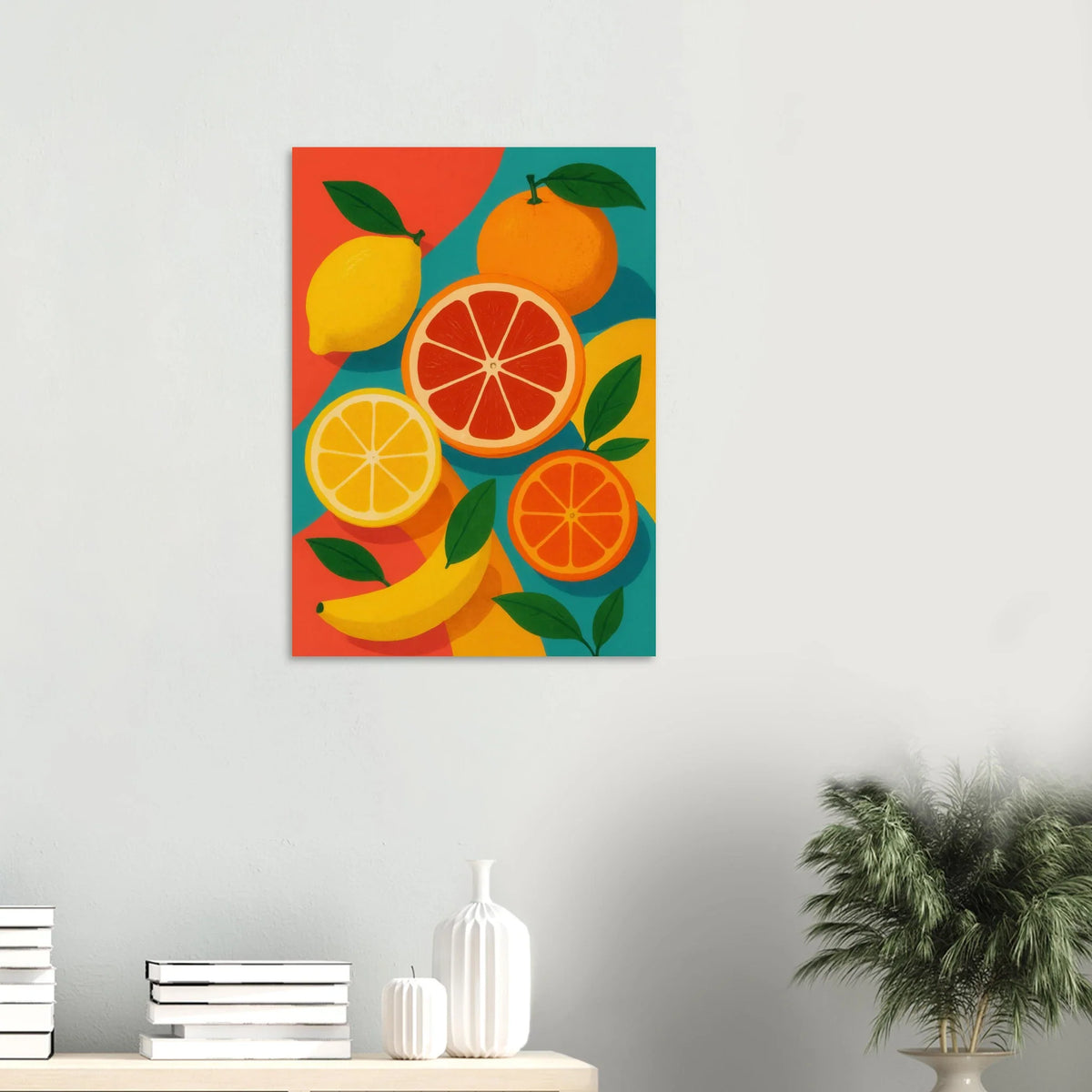 Frukter: Vibrant Citrus & Banana Pop Art Print for a Zesty Home Decor Makeover