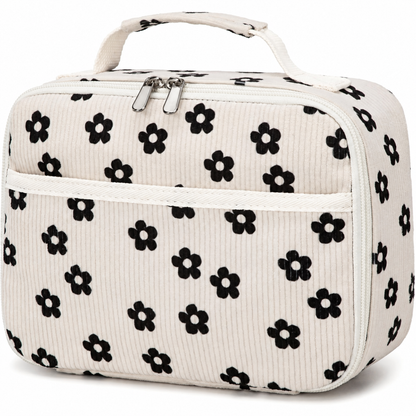 Corduroy Lunch Bag with Zip Pockets