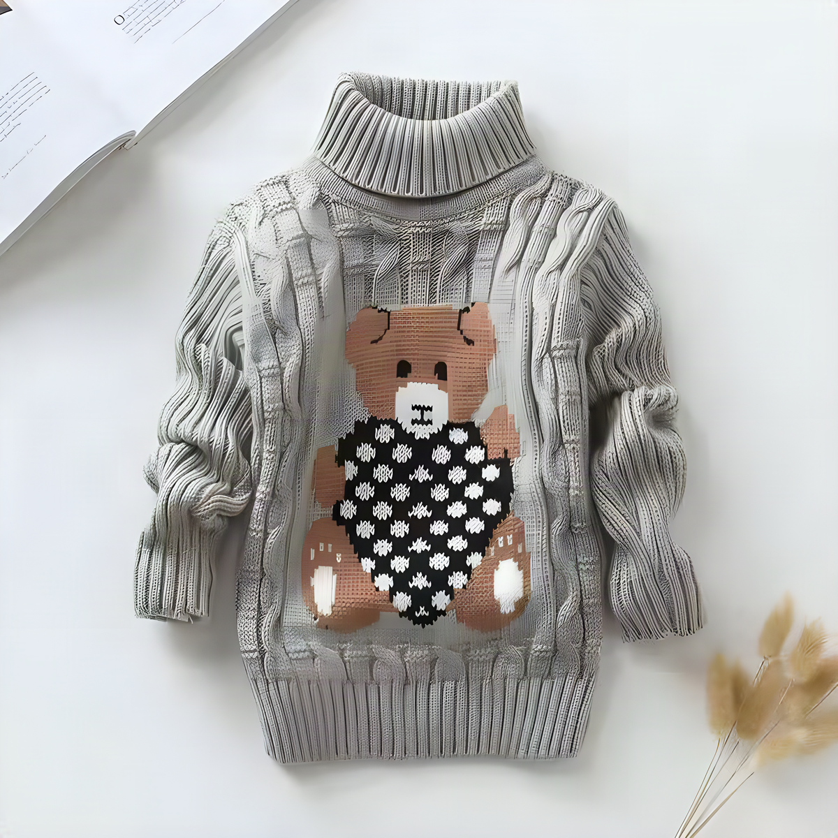 Bear Turtleneck Kids Sweater