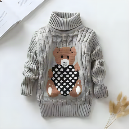 Bear Turtleneck Kids Sweater