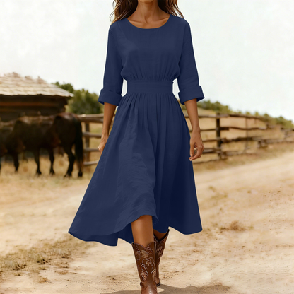 Long-Sleeve Cotton Blend Dress