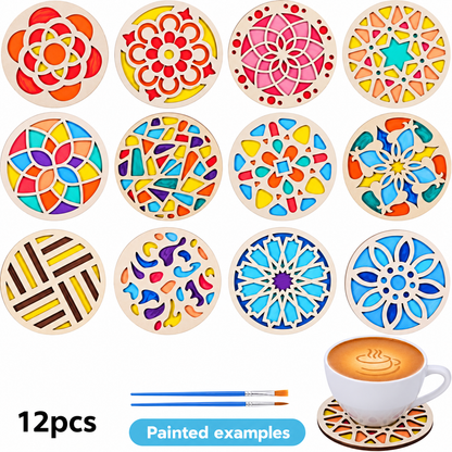 Double-Layer Wooden Coaster Painting Set