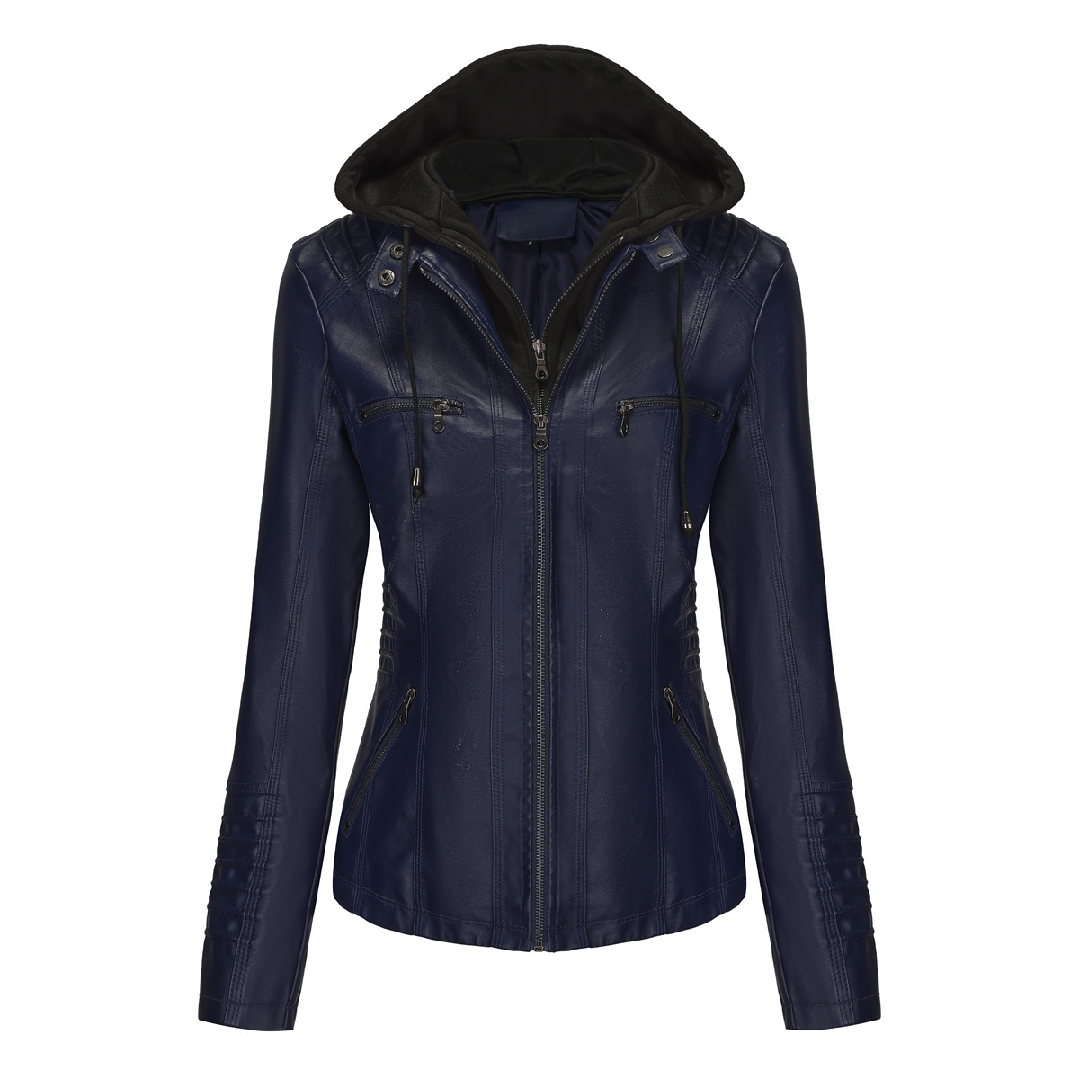 Hooded PU Leather Jacket
