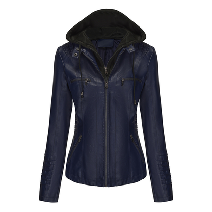 Hooded PU Leather Jacket