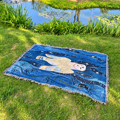 Illustrated Woven Throw Blanket