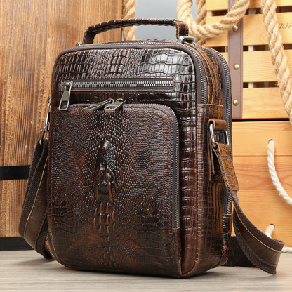 Multi-Zip Shoulder Messenger Bag