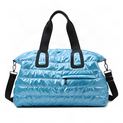 Glossy Quilted Travel Duffel Bag
