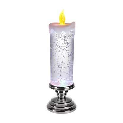 LED Glitter Candle with Pedestal Base