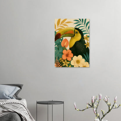 Tropisk Toucan Konsttryck - Djärva Djur & Blommor i Varma Toner