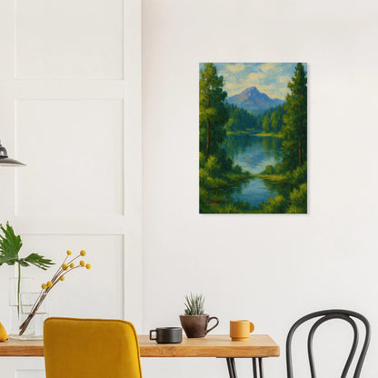 Skogsglänta Poster – Konstverk med Sjö och Skog i Premium Kvalitet
