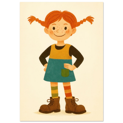 Pippi Långstrump Klassisk Poster – Livfull Konst för Barnrummet