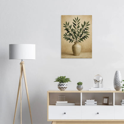 Frukter: Elegant Olivgren i Vas Konsttryck – Tidlös Botanisk Väggkonst