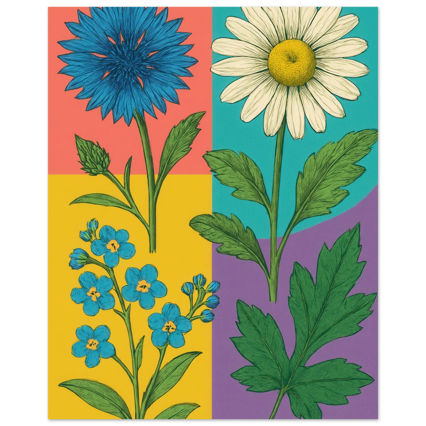 Frukter Botanisk Konsttryck - Livfulla Blomster på Halvblankt Premiumpapper i Flera Storlekar