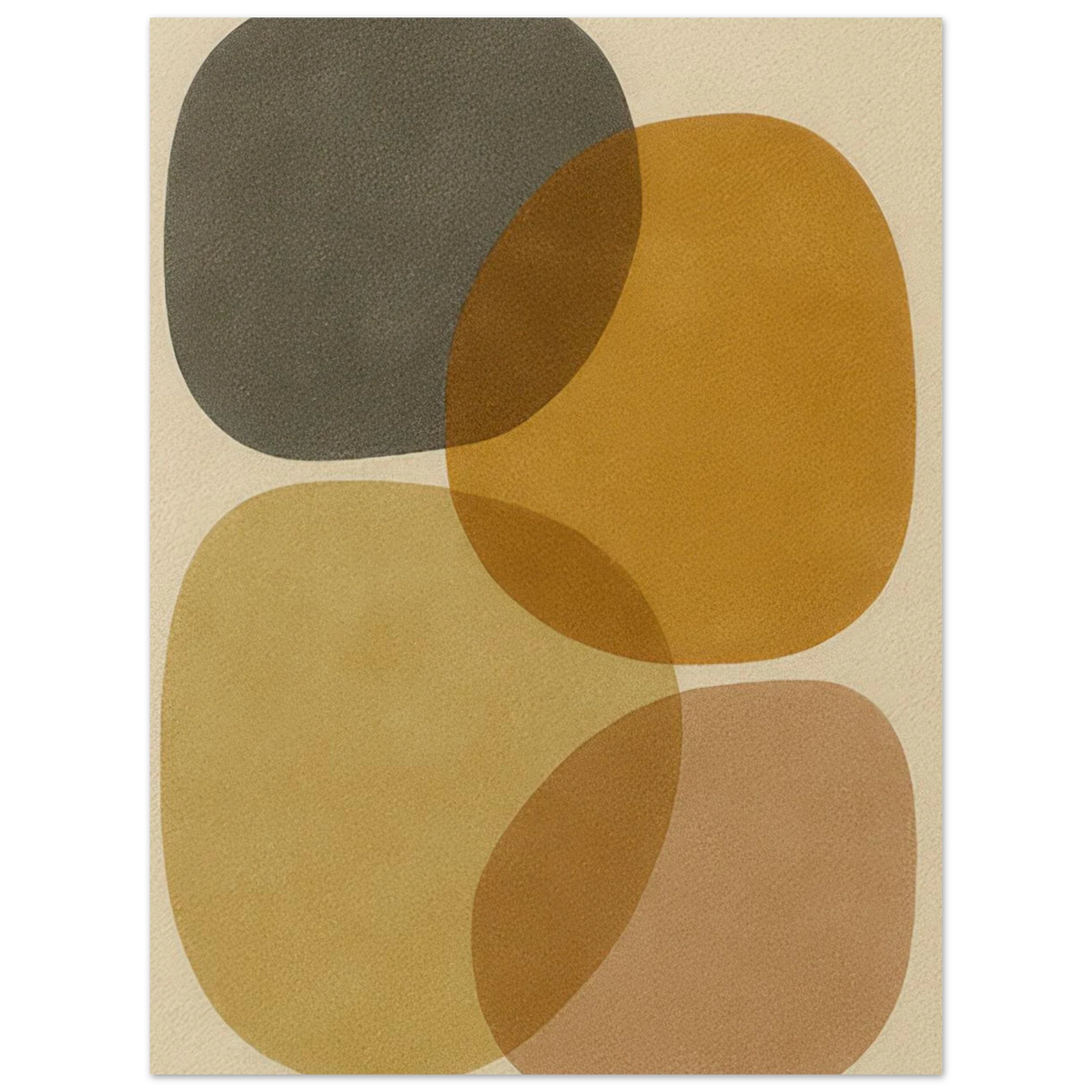 Abstrakt Jordnära Minimalistisk Konsttryck - Modern Geometri i Varma Nyanser