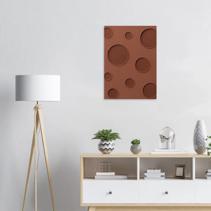 Minimalistiska cirklar abstrakt konsttryck – terrakotta och brons nyanser för en lugnande atmosfär
