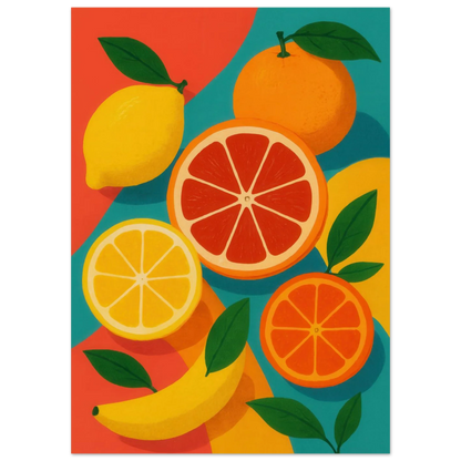 Frukter: Vibrant Citrus & Banana Pop Art Print for a Zesty Home Decor Makeover