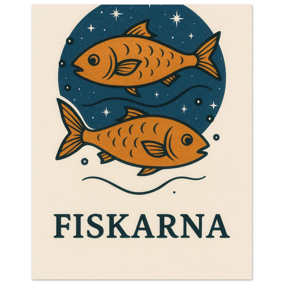Pisces Zodiac Constellation Art Print – "Fiskarna" Mystical Fish Wall Decor in various sizes