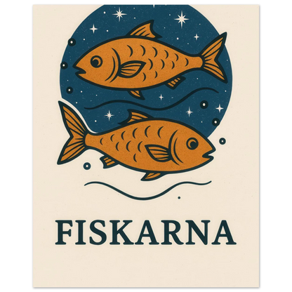 Pisces Zodiac Constellation Art Print – "Fiskarna" Mystical Fish Wall Decor in various sizes