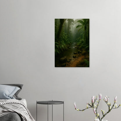 Misty Emerald Jungle River Poster - Premium Nature Wall Art