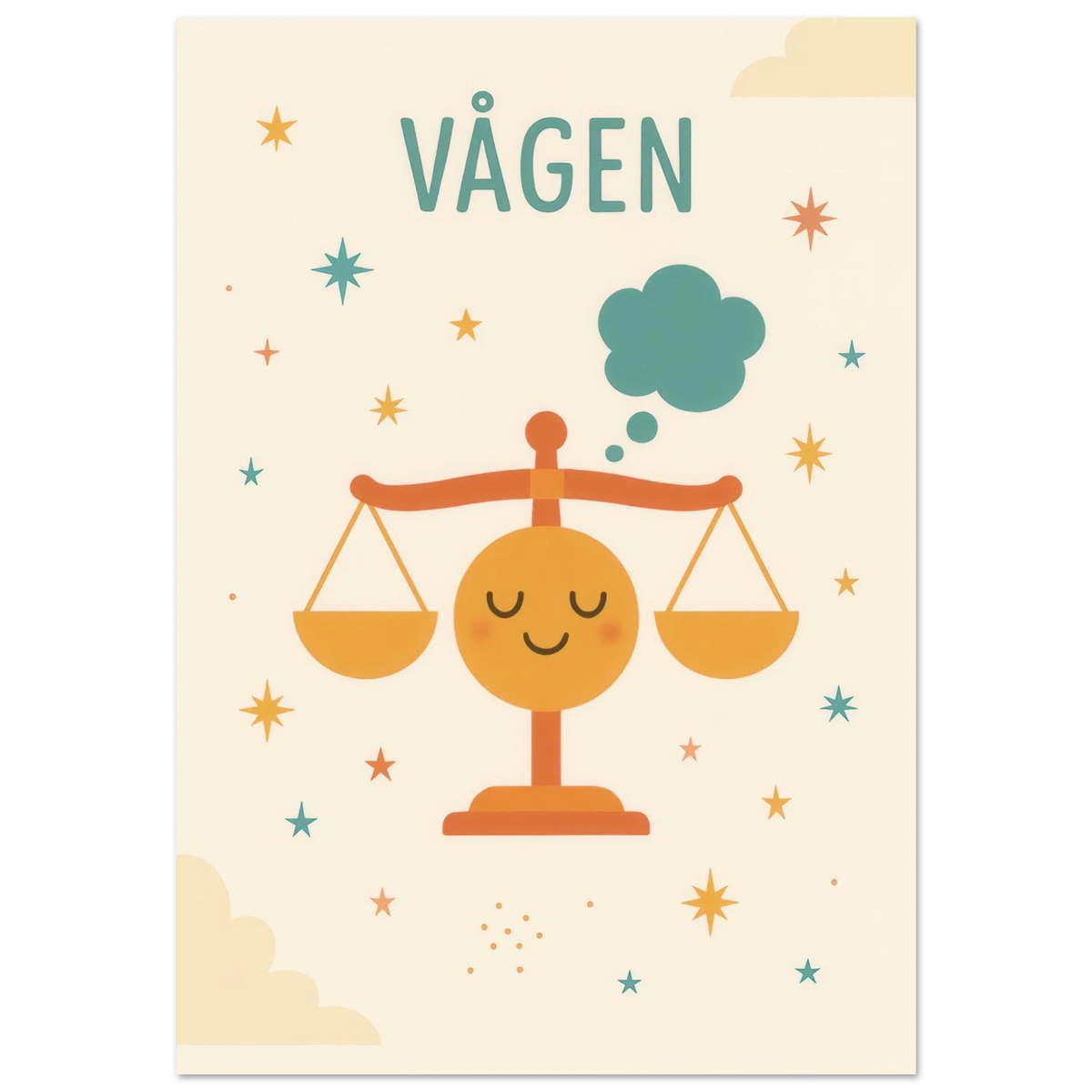 Vågen Zodiac Art Print – Balanserad Design i Mjuk Pastell – Finns i Flera Storlekar