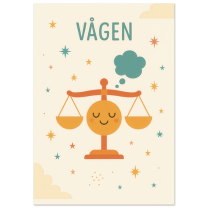 Vågen Zodiac Art Print – Balanserad Design i Mjuk Pastell – Finns i Flera Storlekar