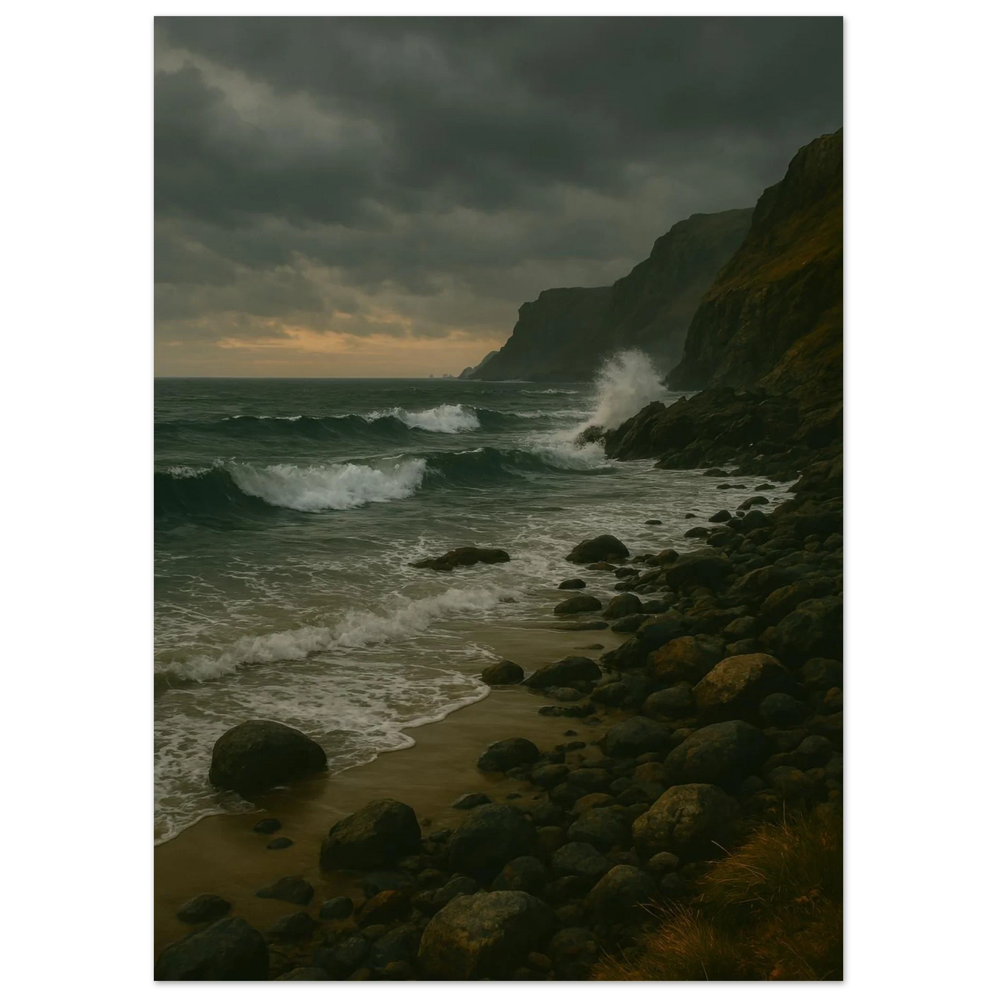 Dramatic Stormy Coastline Poster - "Porshe 911 GT3 Test" Art Print in Various Sizes