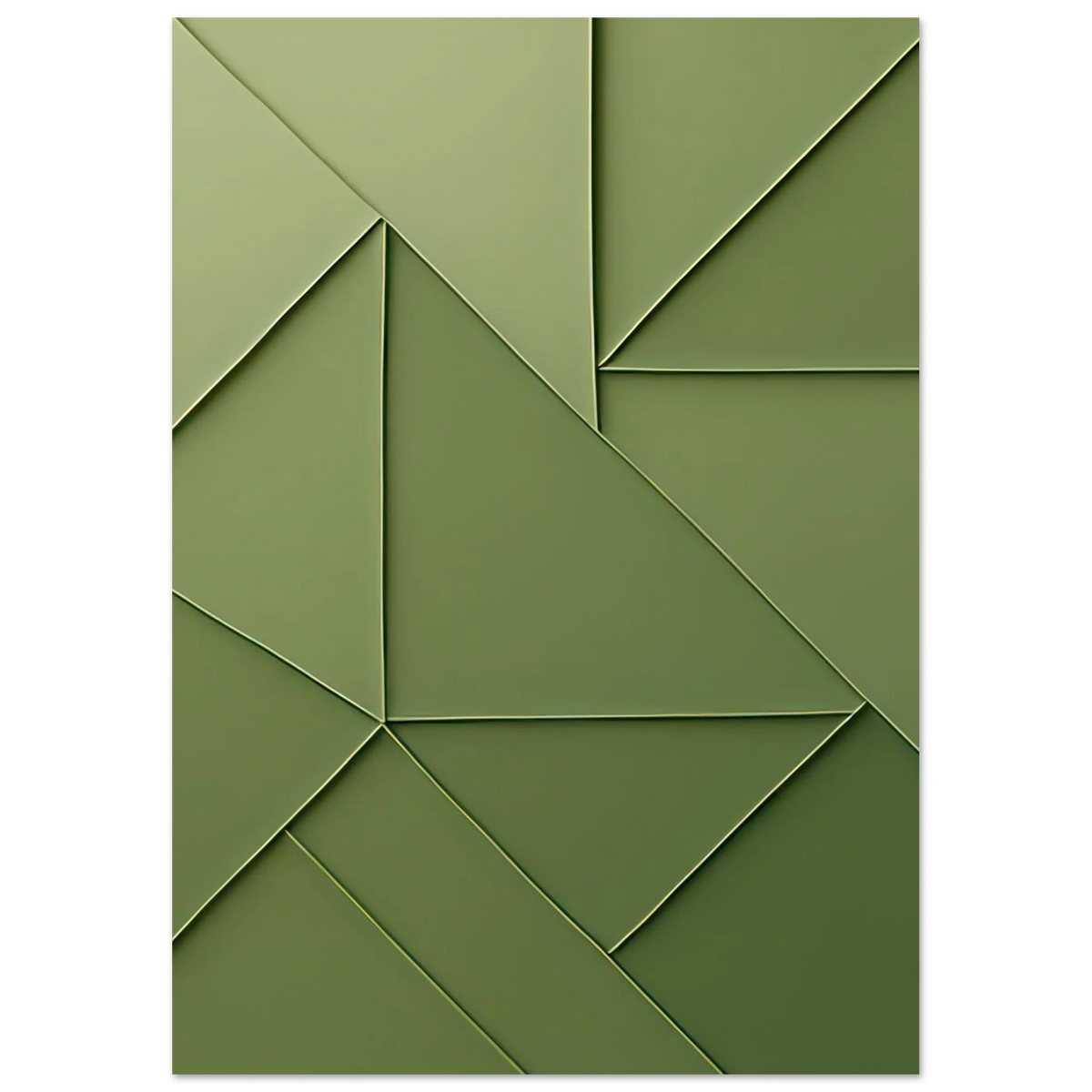 Abstrakt Minimalist Konsttryck i Gröna Nyanser – Modern Geometrisk Väggkonst