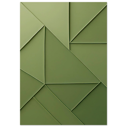 Abstrakt Minimalist Konsttryck i Gröna Nyanser – Modern Geometrisk Väggkonst