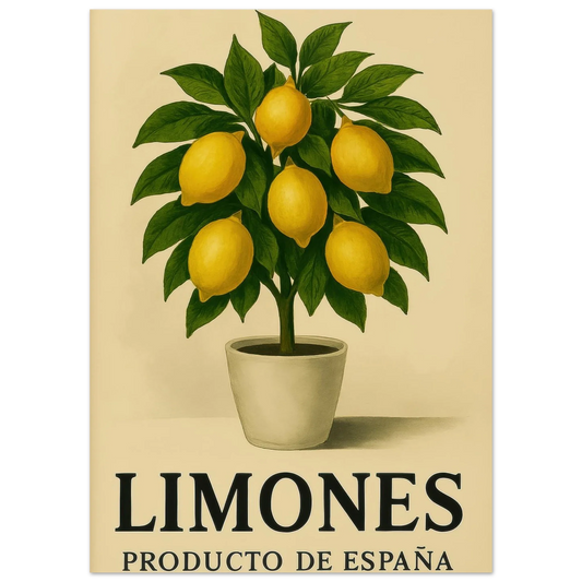 Vintage Limones Citrus Art Print – Spanish Lemon Tree Poster for Kitchen & Home Decor, available in 29 Sizes